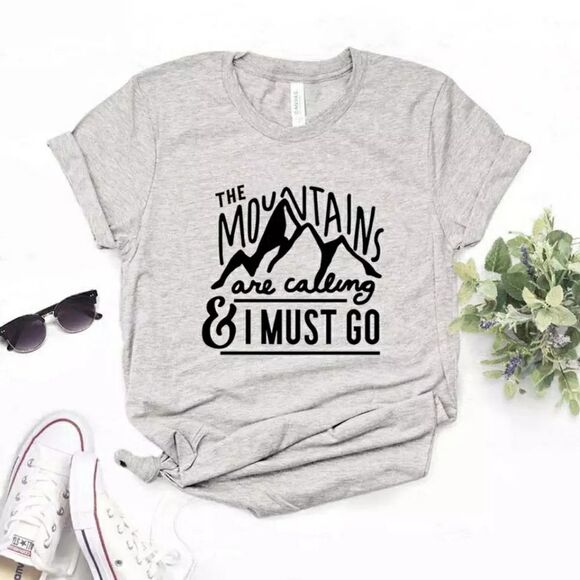 The Mountains Are Calling & I Must Go Tee Shirt - Picture 1 of 2